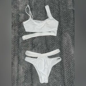High Waisted Bikini Top And Bottom - White